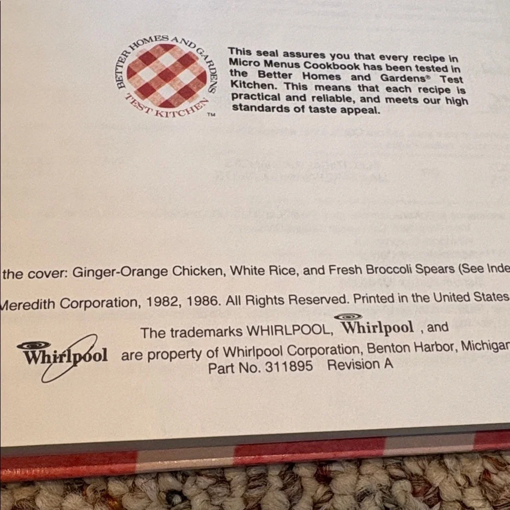 Whirlpool Micro Menus Cookbook - Vintage